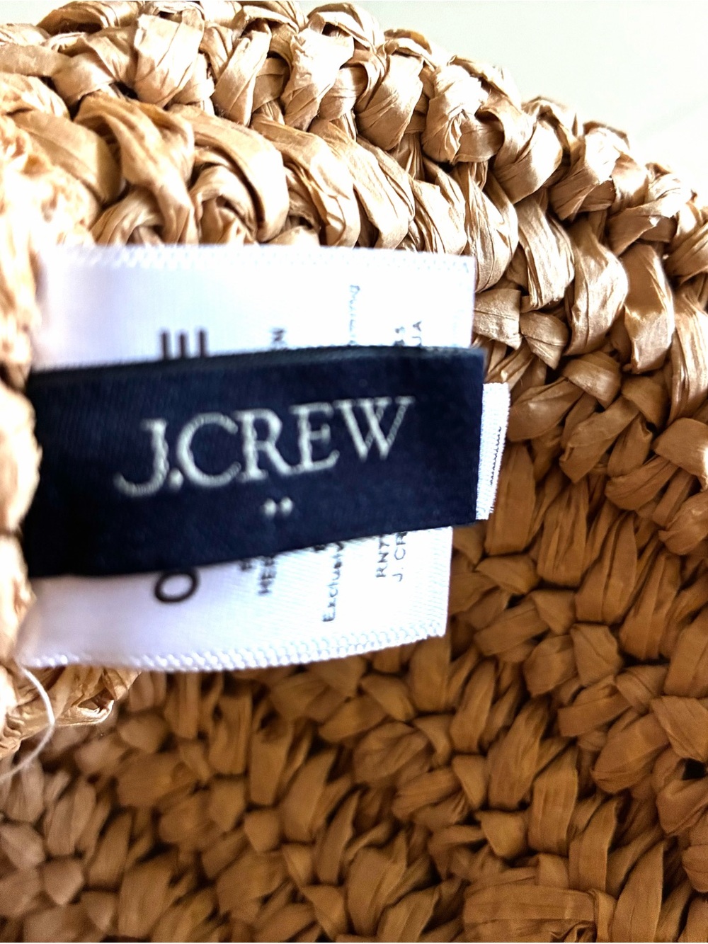 J. Crew Factory Packable straw tote bag Natural Straw Tote with Tan Patch.NWT. - Picture 13 of 16